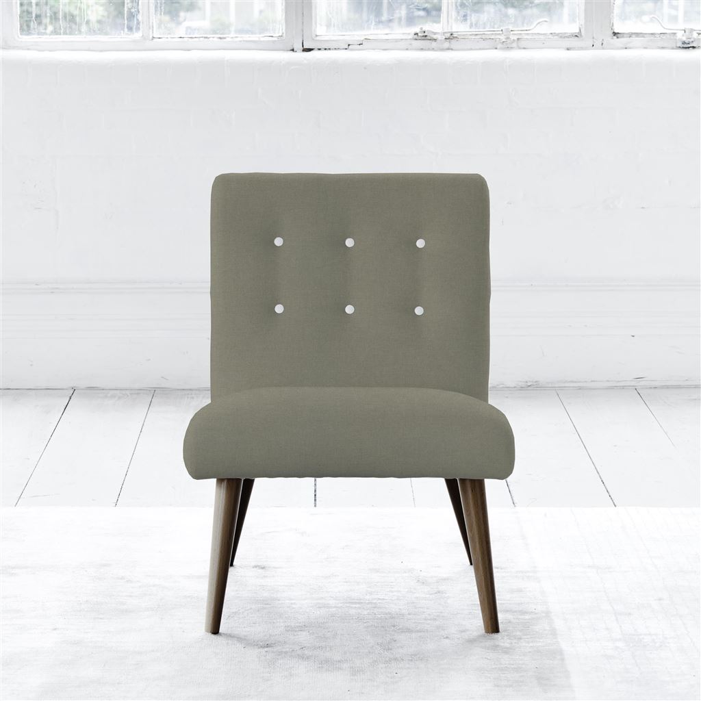 Eva Chair - White Buttonss - Walnut Leg - Rothesay Linen
