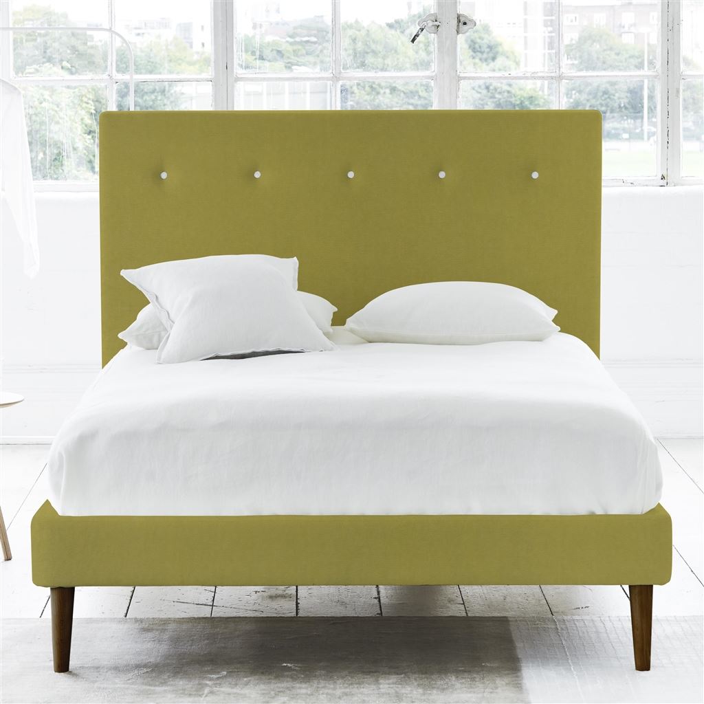 Polka Superking Bed - White Buttons - Walnut Legs - Cassia Acacia