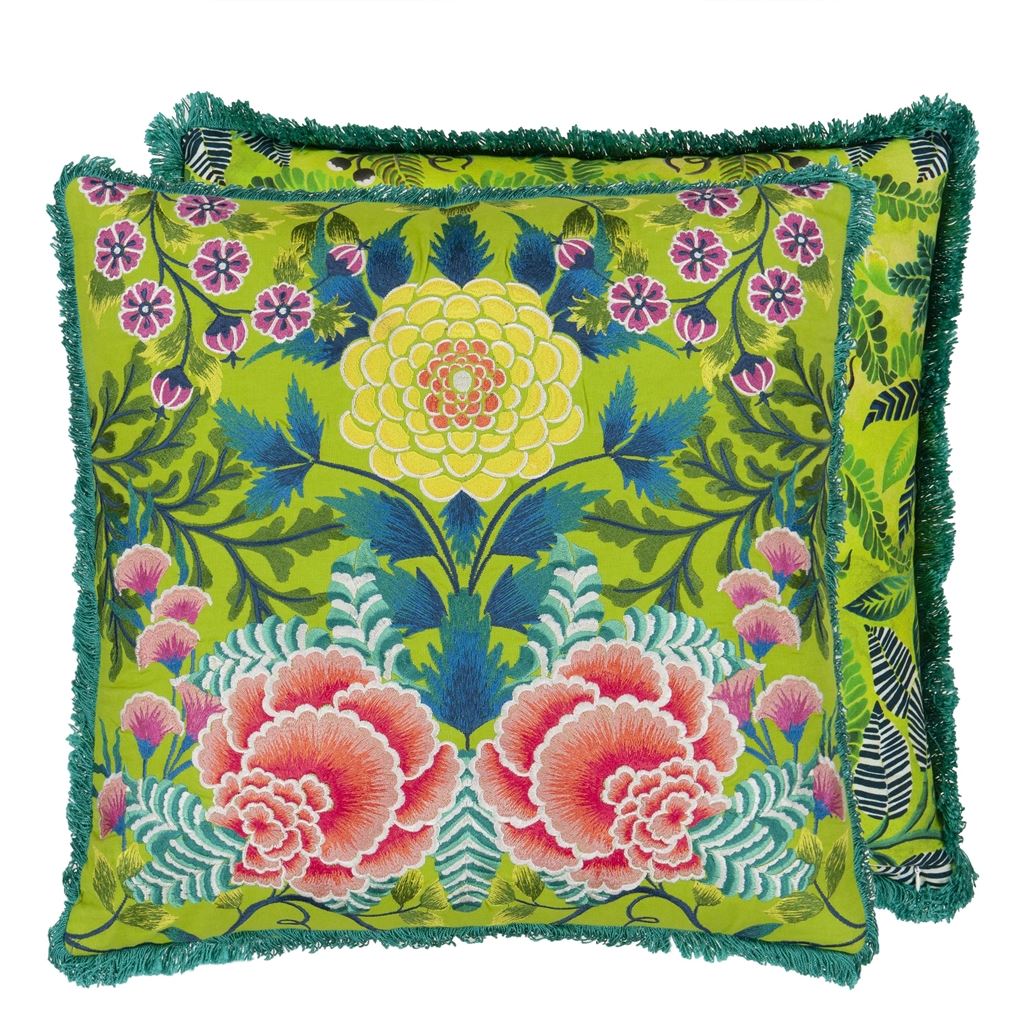 Brocart Decoratif Embroidered - Lime - Cushion - 50x50cm - Without Pad