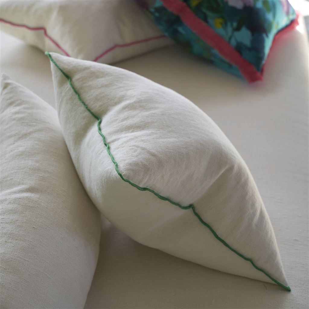 Brera Lino Alabaster & Emerald Decorative Pillow