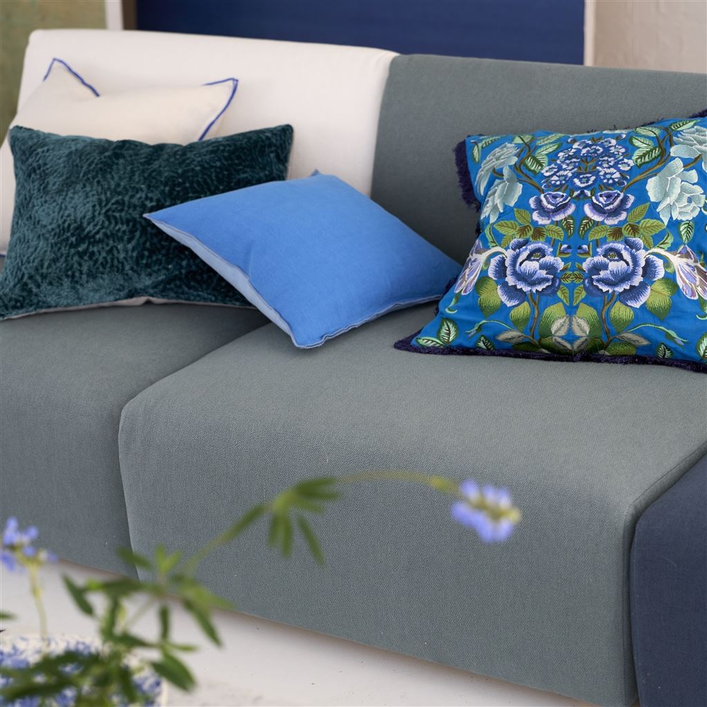 Brera Lino Cornflower & Lapis Linen Decorative Pillow