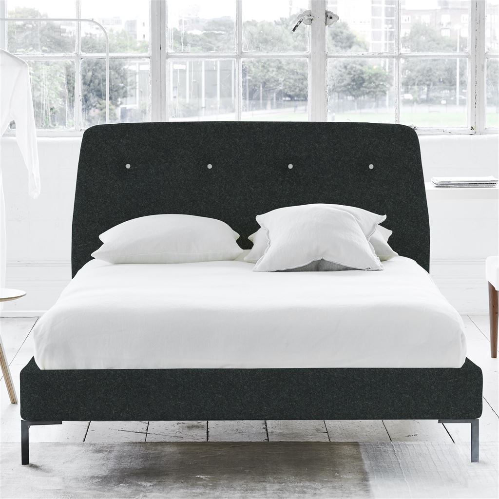 Cosmo Bed - White Buttons - Single - Metal Leg - Cheviot Noir