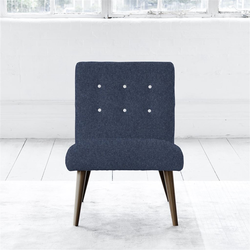 Eva Chair - White Buttons - Walnut Leg - Cheviot Indigo