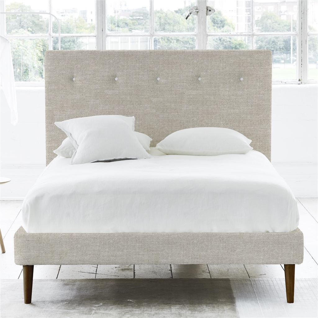 Polka Bed - White Buttons - Superking - Walnut Leg - Conway Linen