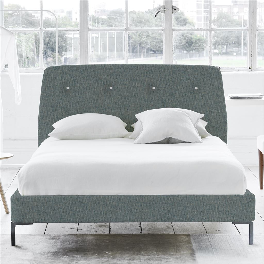 Cosmo Bed - White Buttons - Single - Metal Leg - Rothesay Aqua