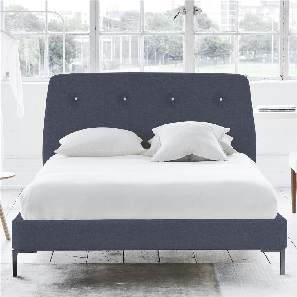 Cosmo Bed - White Buttons - Single - Metal Leg - Rothesay Denim