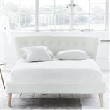 Wave Bed - White Buttons - Superking - Beech Leg - Brera Lino Oyster