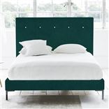 Polka Superking Bed - White Buttons - Metal Legs - Cassia Azure