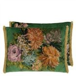 Fleurs d artistes Velours - Vintage Green - Cushion - 45x60cm - Wit...