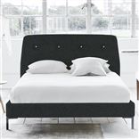 Cosmo Bed - White Buttons - Single - Metal Leg - Cheviot Noir