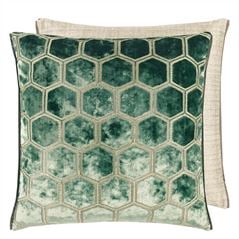 Manipur Jade Velvet Throw Pillow