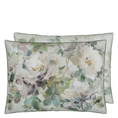 Thelma's Garden Celadon Floral Throw Pillow