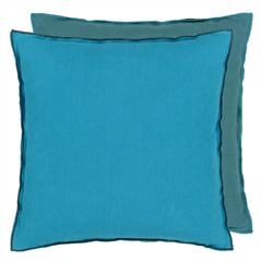 Brera Lino Indian Ocean & Teal Plain Cushion
