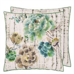 Kyoto Flower Jade Floral Throw Pillow
