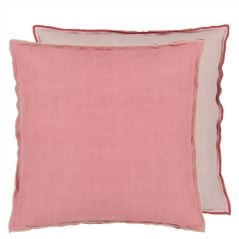 Brera Lino Damask Rose & Travertine Decorative Pillow