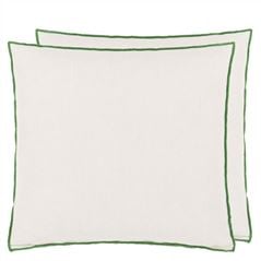 Brera Lino Alabaster & Emerald Linen Cushion