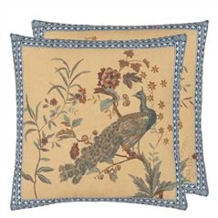 Peacock Toile Sepia Decorative Pillow 