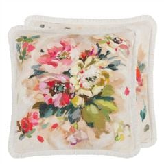 Giardino Di Rose Nasturtium Linen Decorative Pillow 