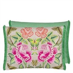 Isabella Embroidered Fuchsia Linen Cushion