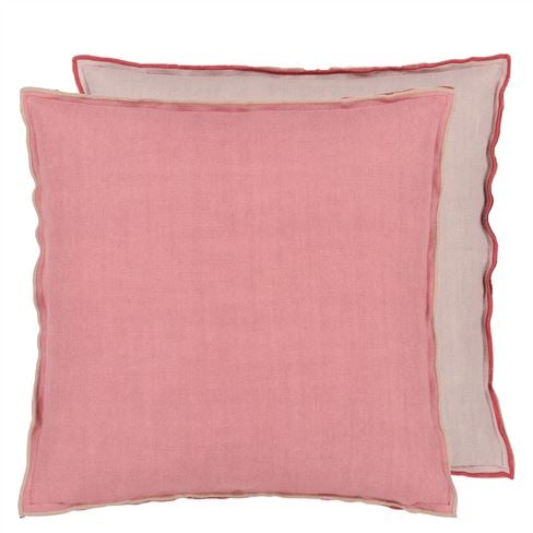 Brera Lino Damask Rose & Travertine Decorative Pillow