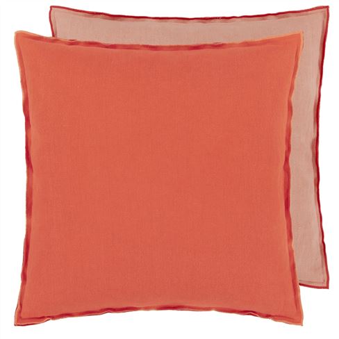 Brera Lino Nasturtium & Papaya Linen Decorative Pillow