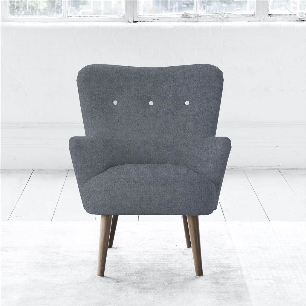 Florence Chair - White Buttonss - Walnut Leg - Zaragoza Mist
