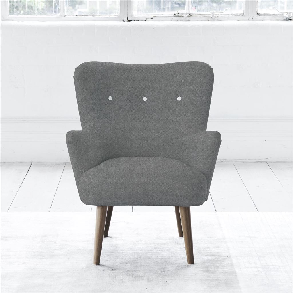 Florence Chair - White Buttonss - Walnut Leg - Zaragoza Zinc