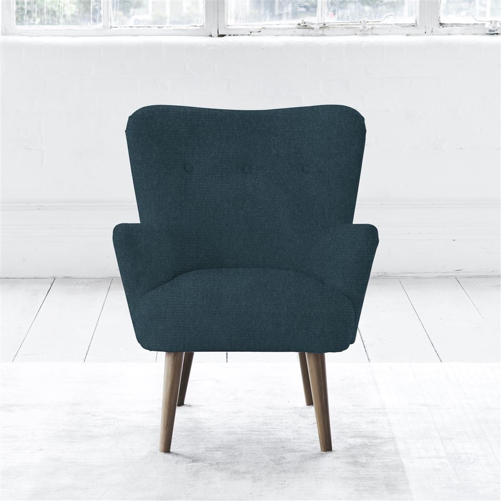 Florence Chair - Self Buttons - Walnut Leg - Cassia Kingfisher