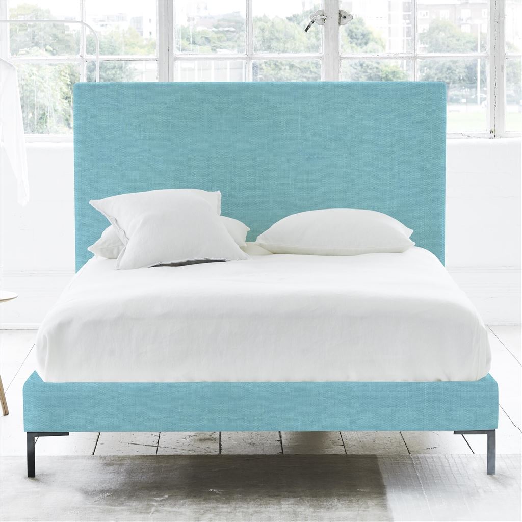 Square Bed - Superking - Metal Leg - Brera Lino Turquoise
