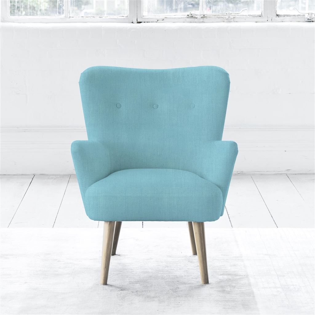 Florence Chair - Self Buttons - Beech Leg - Brera Lino Turquoise