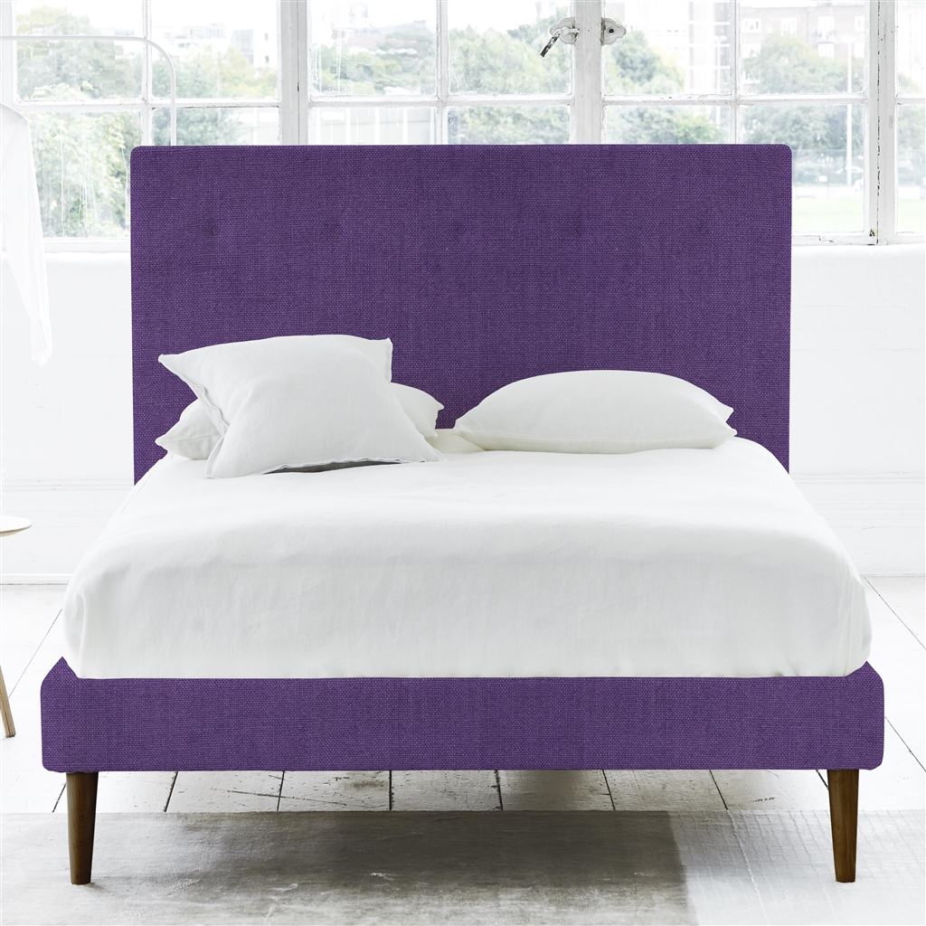 Polka Bed - Self Buttons - Superking - Walnut Leg - Brera Lino Violet