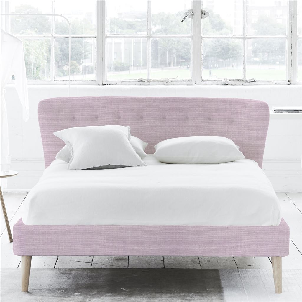 Wave Bed - Self Buttons - Superking - Beech Leg - Brera Lino Pale Rose