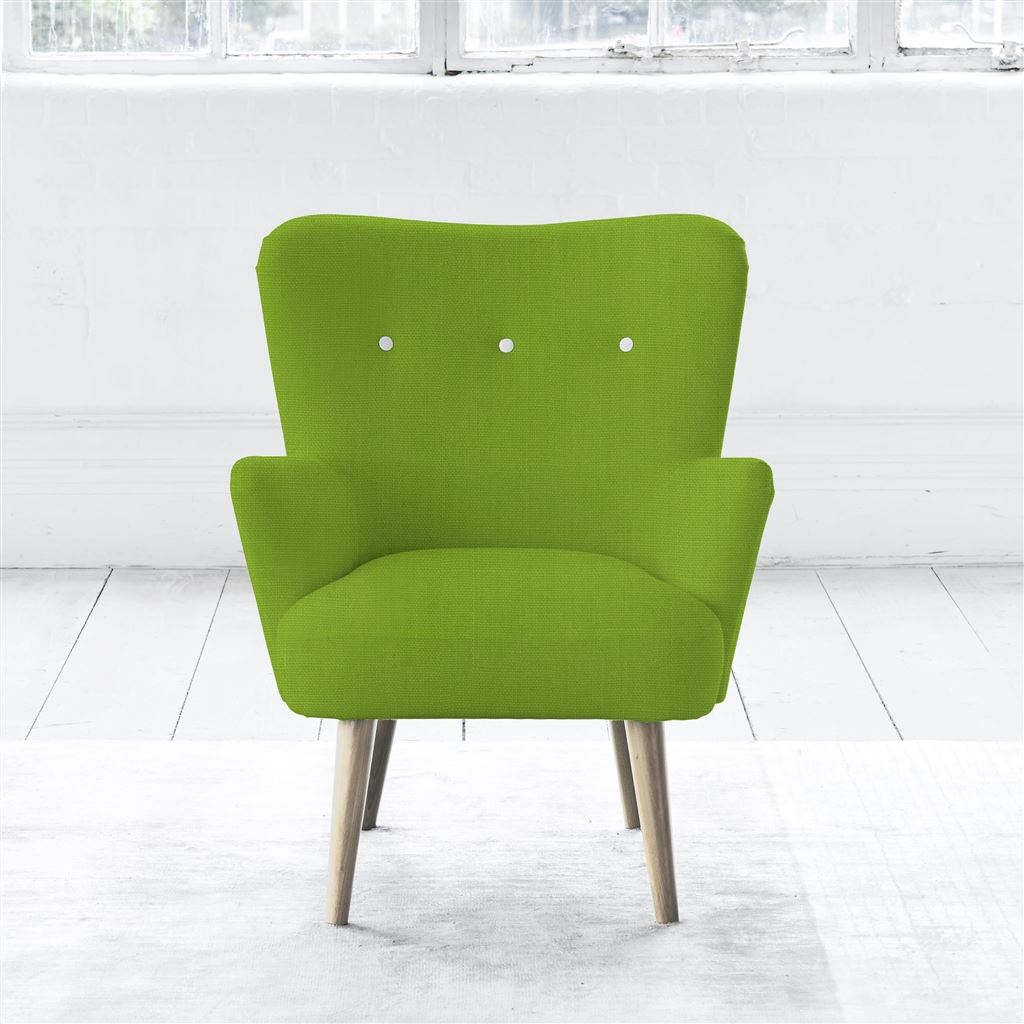 Florence Chair - White Buttons - Beech Leg - Brera Lino Leaf