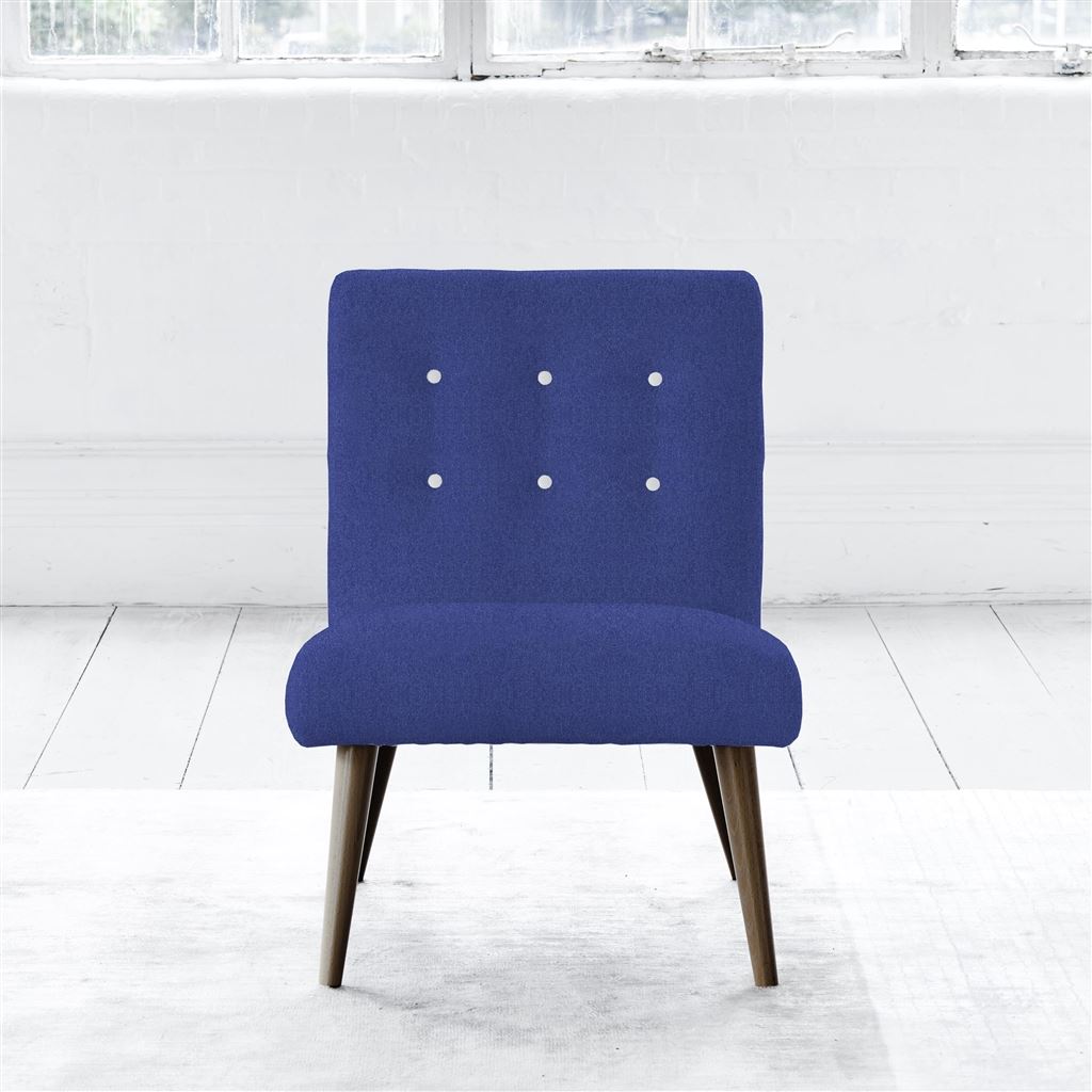 Eva Chair - White Buttons - Walnut Leg - Cheviot Cobalt