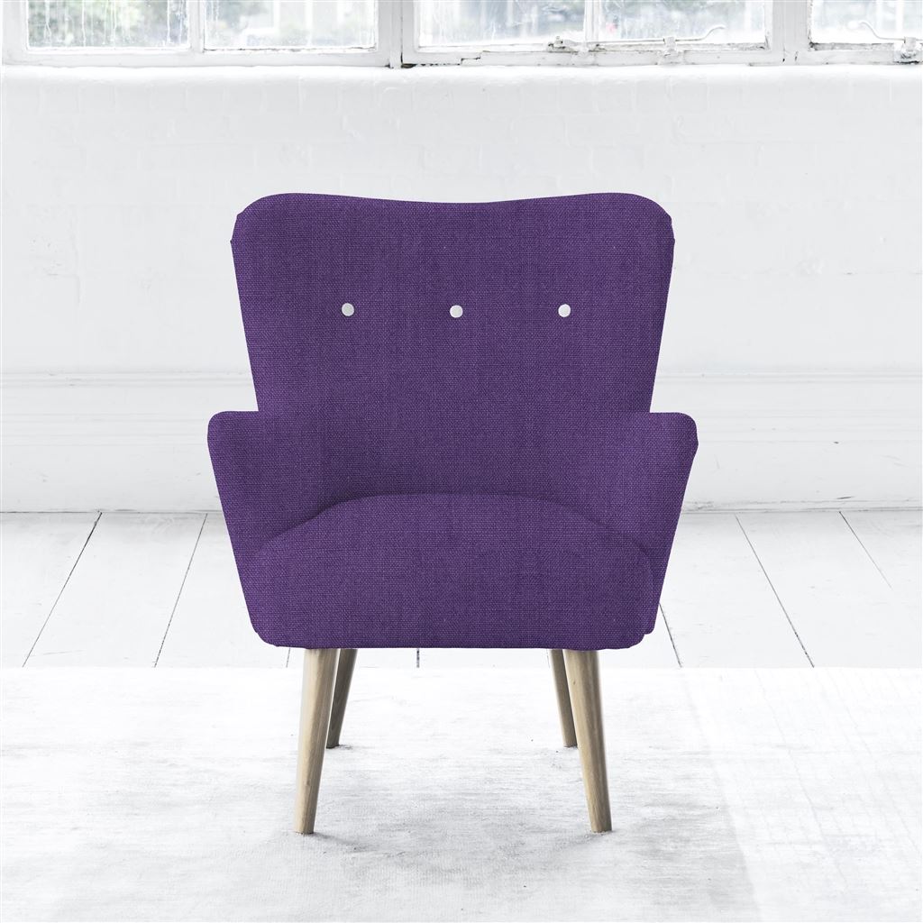 Florence Chair - White Buttons - Beech Leg - Brera Lino Violet