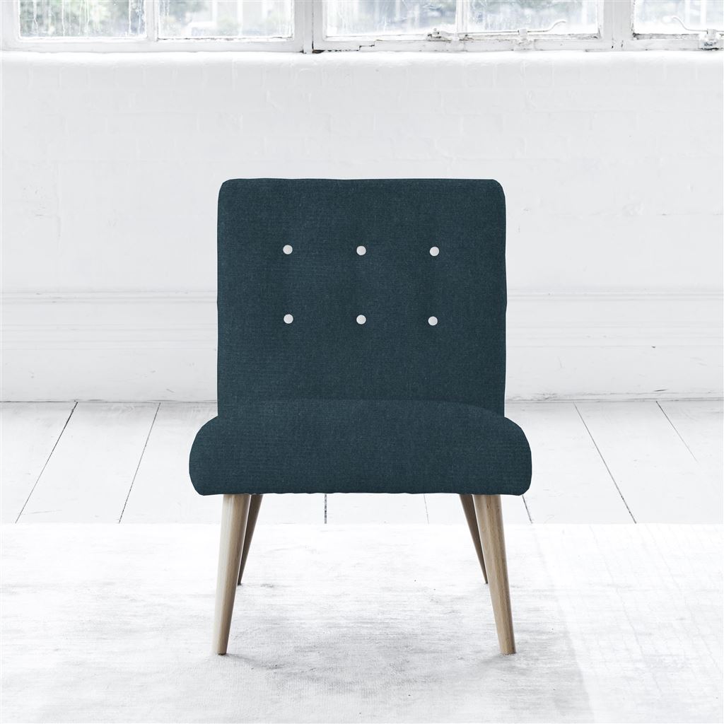 Eva Chair - White Buttons - Beech Leg - Cassia Kingfisher