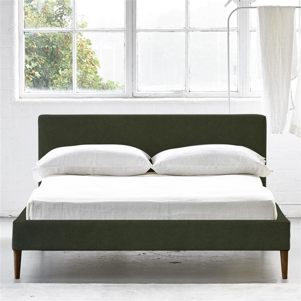 Square Low Superking Bed - Walnut Legs - Cassia Fern