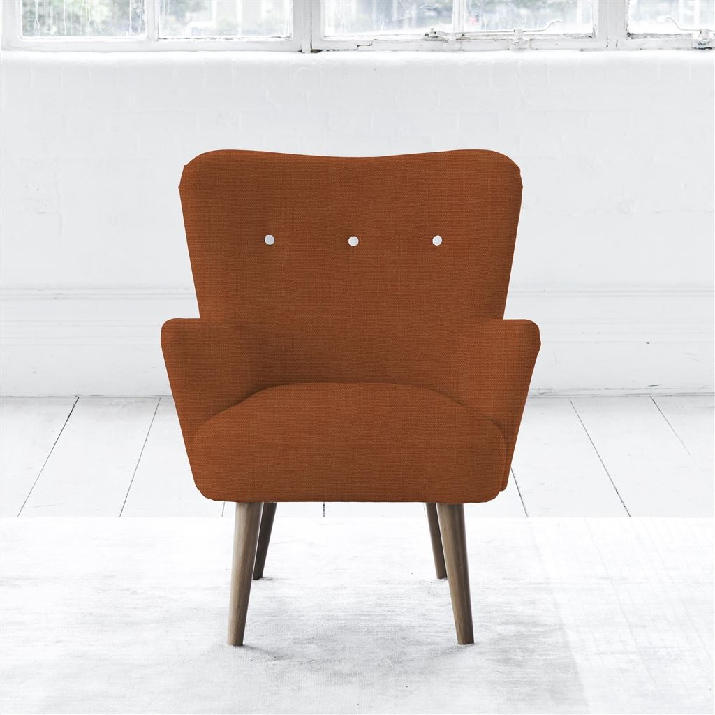 Florence Chair - White Buttons - Walnut Legs - Brera Lino Cinnamon