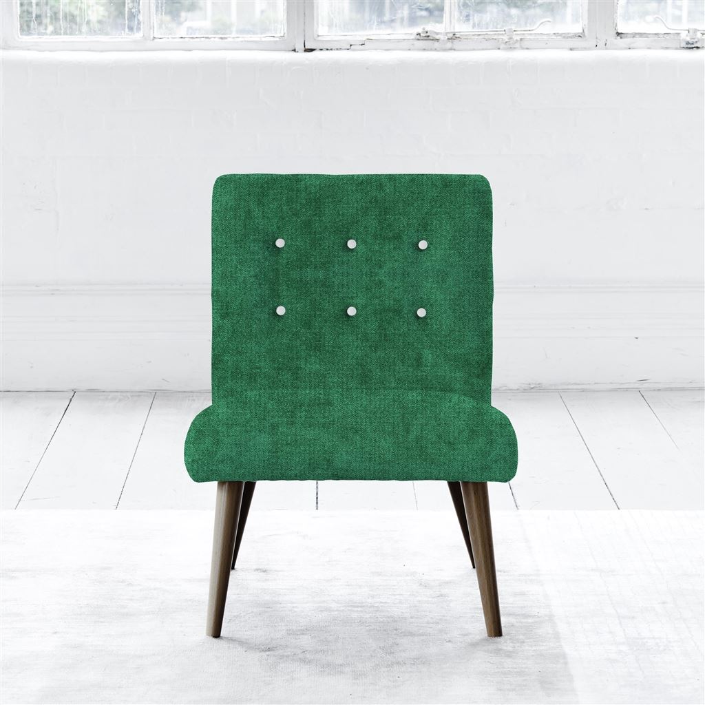 Eva Chair - White Buttons - Walnut Legs - Zaragoza Emerald