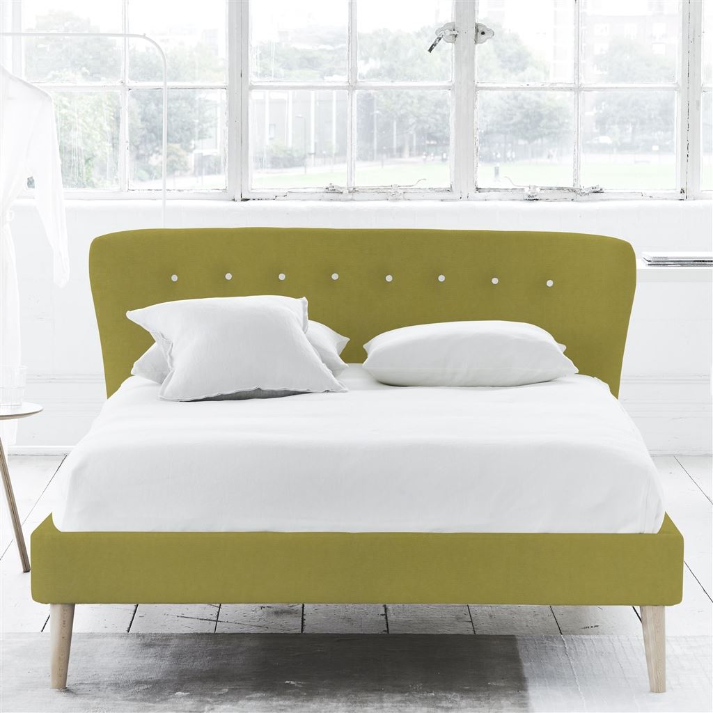 Wave Single Bed - White Buttons - Beech Legs - Cassia Acacia