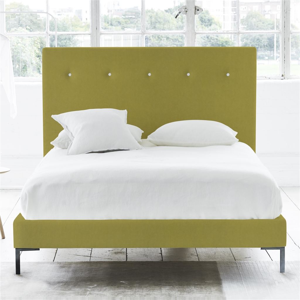 Polka Superking Bed - White Buttons - Metal Legs - Cassia Acacia