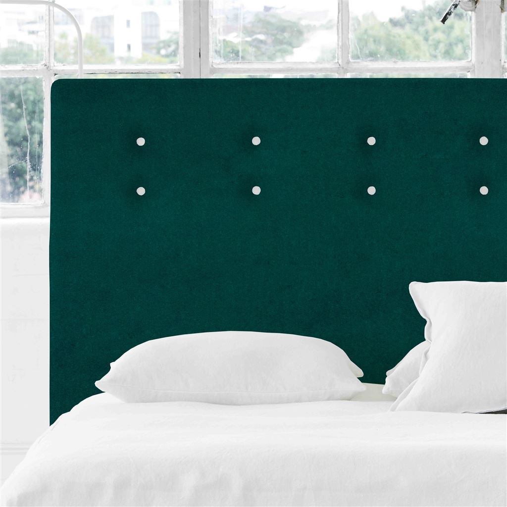 Polka Alto Double Headboard - White Buttons - Cassia Azure