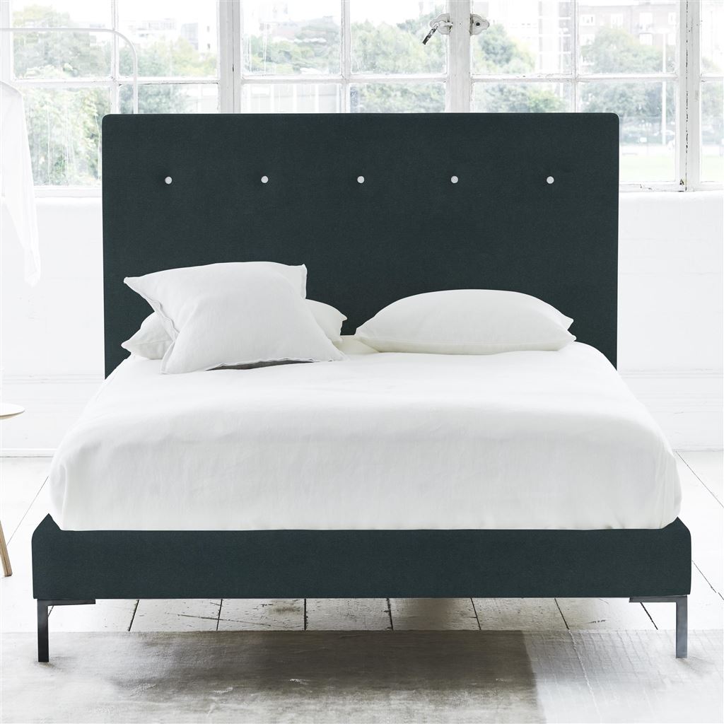 Polka Single Bed - White Buttons - Metal Legs - Cassia Mist