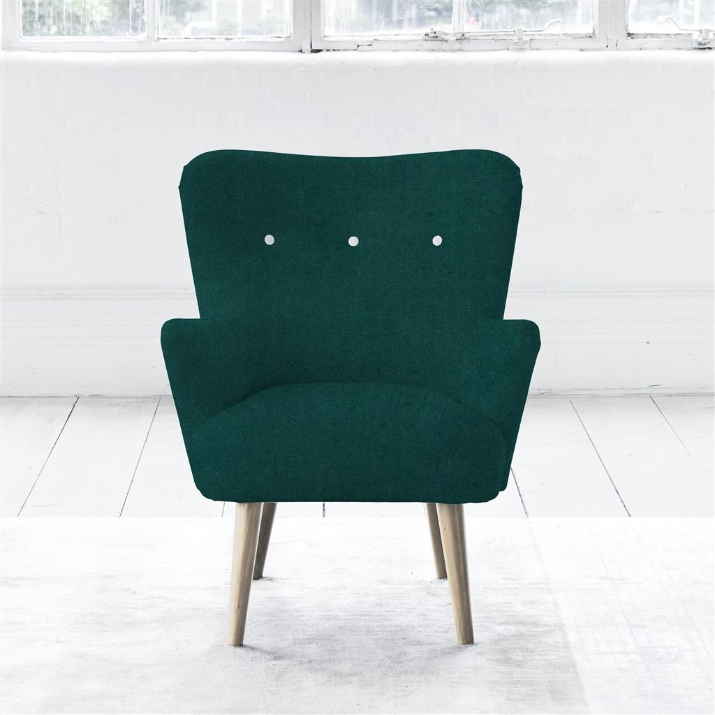 Florence Chair - White Buttons - Beech Legs - Cassia Azure