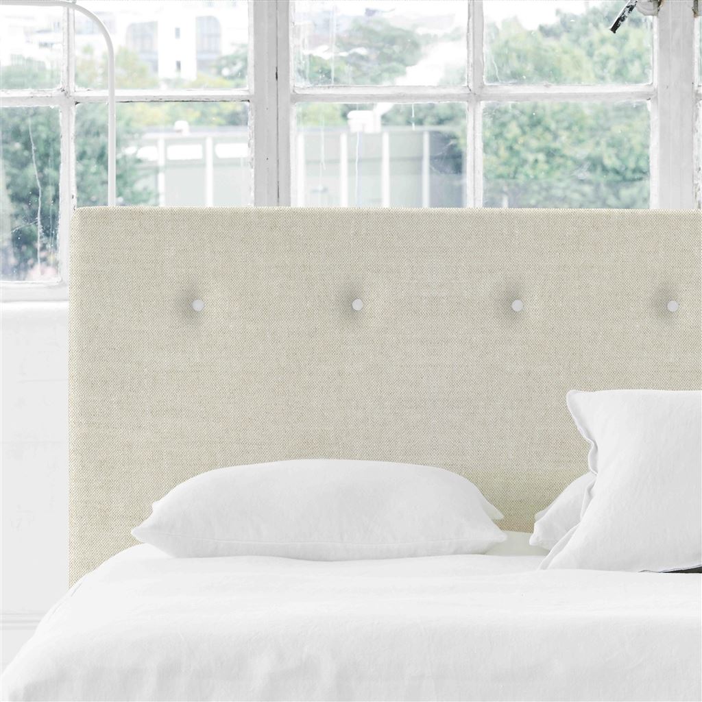 Polka Superking Headboard - White Buttons - Brera Lino Natural