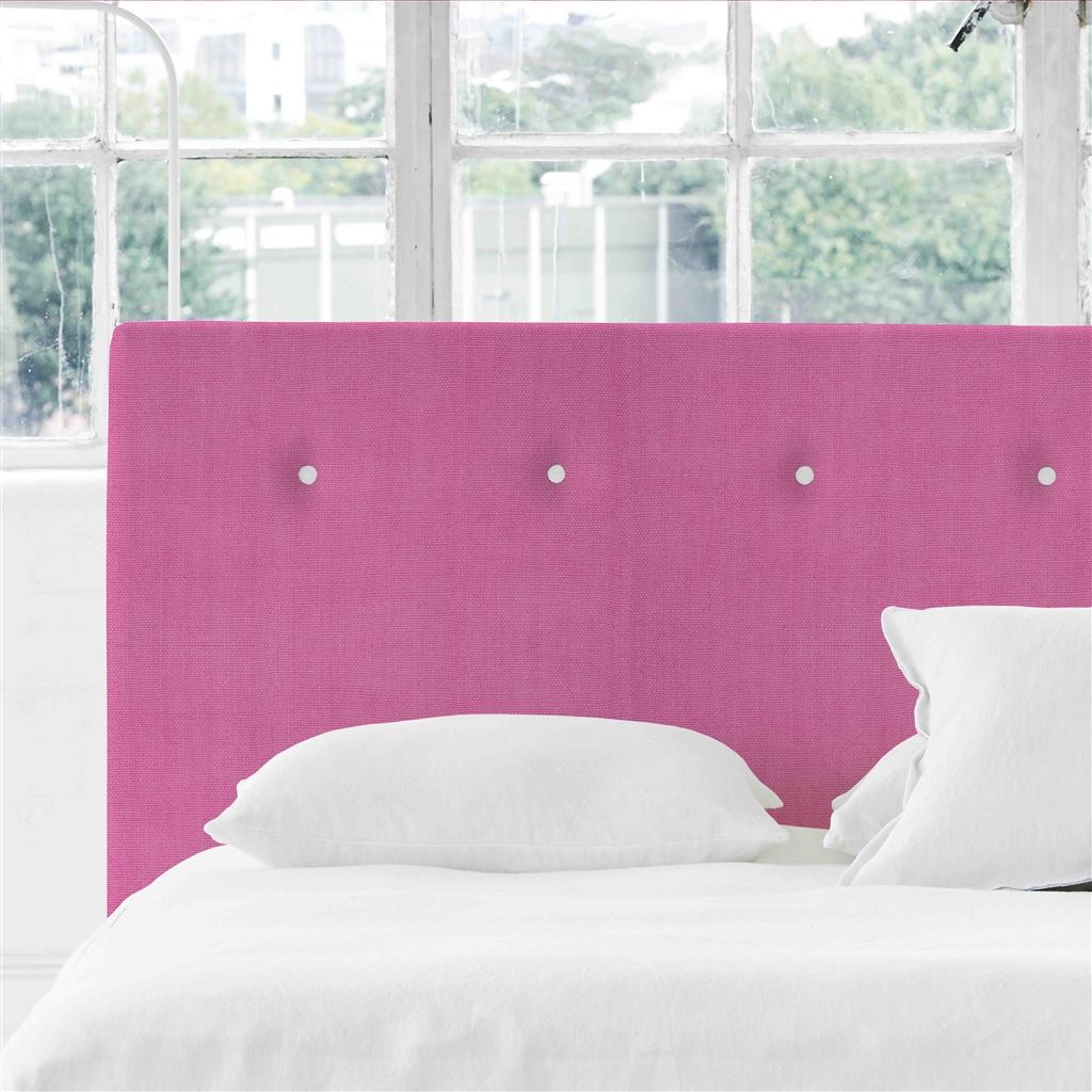 Polka Superking Headboard - White Buttons - Brera Lino Peony