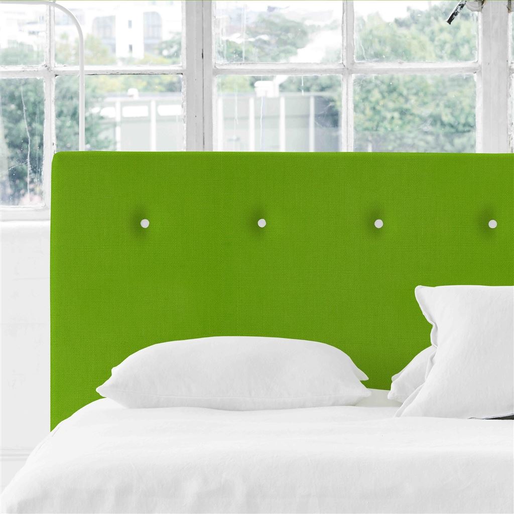 Polka Superking Headboard - White Buttons - Brera Lino Leaf