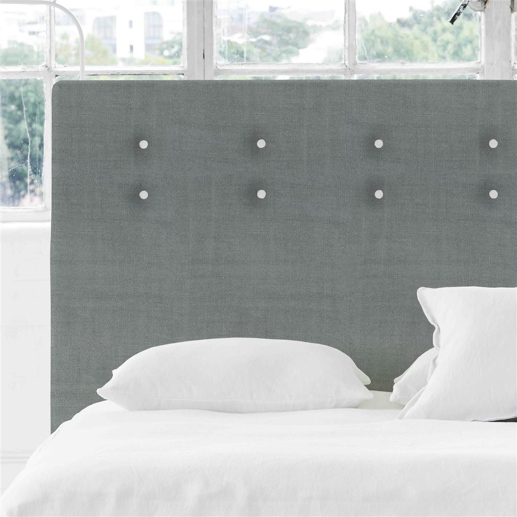 Polka Alto King Headboard - White Buttons - Brera Lino Zinc