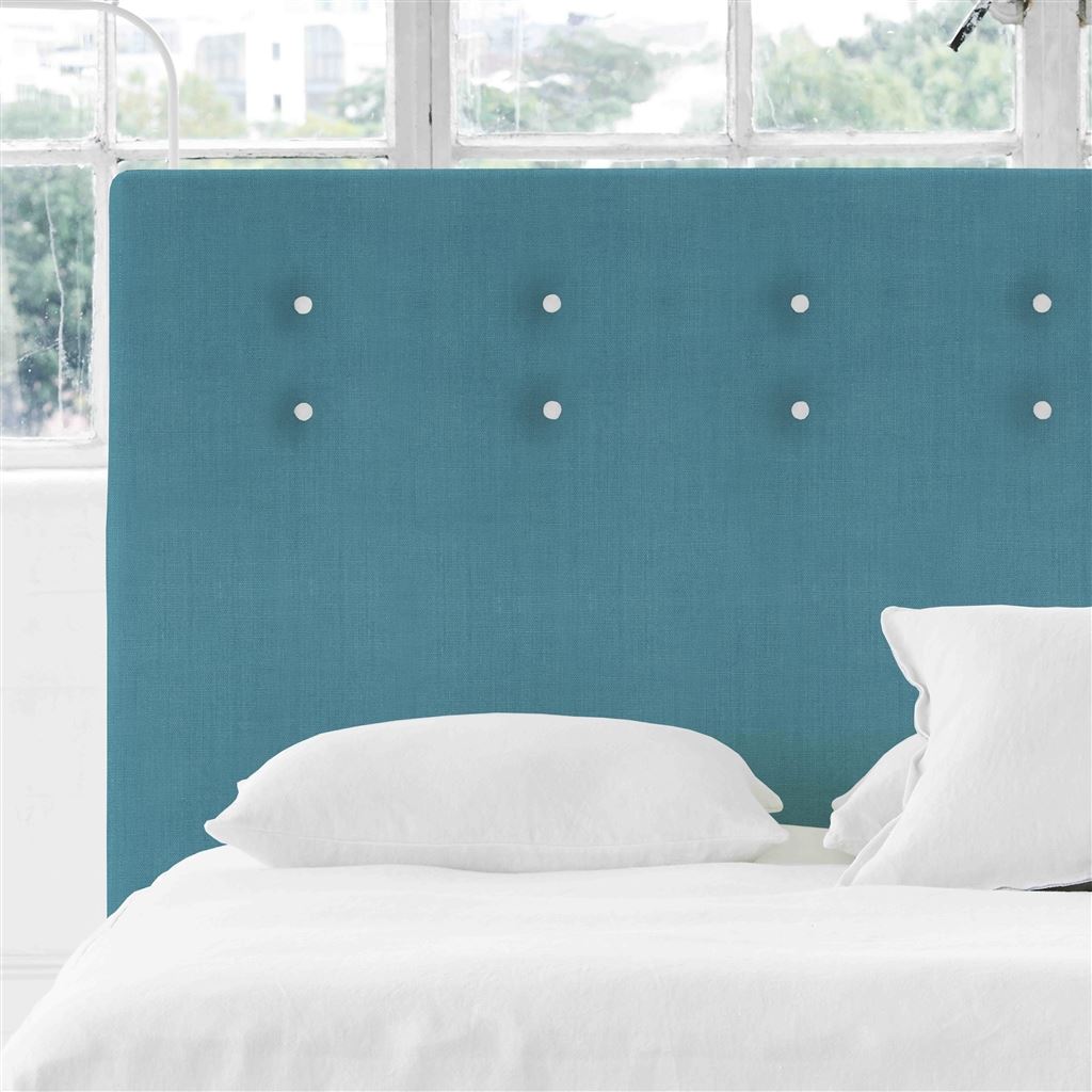 Polka Alto Single Headboard - White Buttons - Brera Lino Ocean