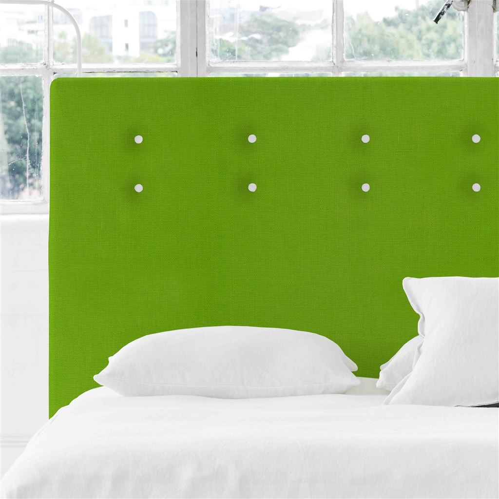 Polka Alto King Headboard - White Buttons - Brera Lino Leaf